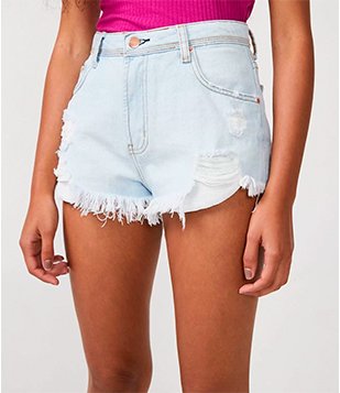 Short Boyfriend em Jeans com Bordado Floral de Hibisco Azu