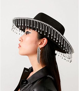 Chapéu com Franjas de Strass para o Carnaval Preto