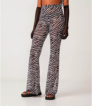 Calça Bailarina em Tule com Estampa Animal Print Zebra Preto