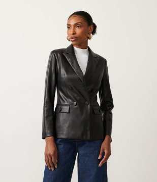 Blazer Alongado Com Abotoamento Transpassado Preto