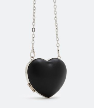 Bolsa Pequena Com Formato De Coração E Alça De Corrente Preto