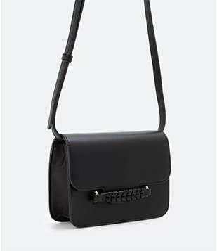 Bolsa Transversal Estruturada com Detalhe Trançado Off White