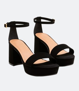 Sandália Plataforma com Salto Bloco Preto