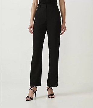 Calça Reta em Alfaiataria com Bolso Frontal Preto