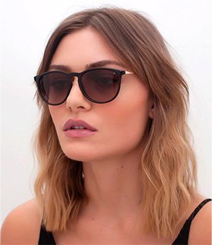 Óculos de Sol Redondo com Lentes Marrom Marrom