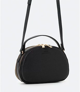 Bolsa Transversal Câmera Bag Arredondada e Duas Aberturas Preto