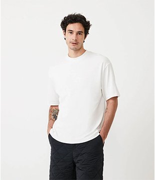 Camiseta Boxy em Algodão com Gola Média e Manga Curta Branco