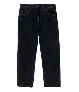 Calça Jeans Wide Leg com Puídos Preto