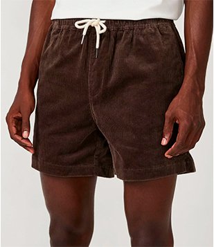 Bermuda Runner Em Veludo Com Cordão E Bolsos Marrom