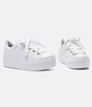 Tênis Cano Baixo Com Sola Alta Diferenciada Via Marte Branco