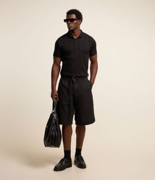Bermuda Jorts Alfaiatada com Cinto Preto