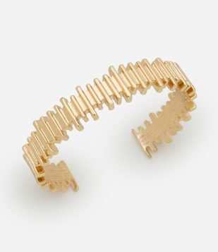 Bracelete Rígido em Metal com Texturas Dourado