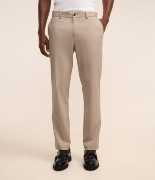 Calça Slim Alfaiataria com Estampa Xadrez em Fio Tinto Cinza