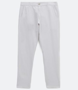 Calça em Linho com Bolsos Faca e Lapela Branco