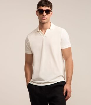Camisa Polo Regular em Algodão com Textura Off White
