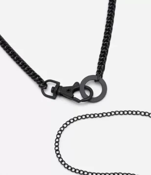 Kit 02 Colares Corrente Em Metal Com Elos Preto