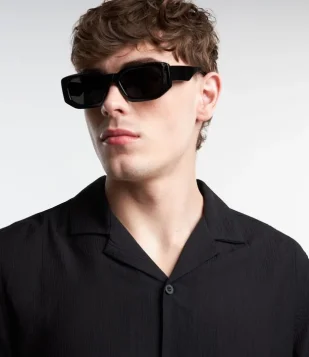 Óculos De Sol Quadrado Com Hastes Largas Preto