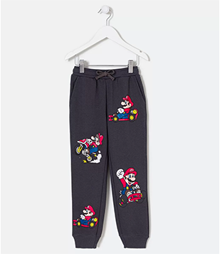 Calça Infantil com Amarração e Estampa Mário Kart -Tam 3 a 8 Anos