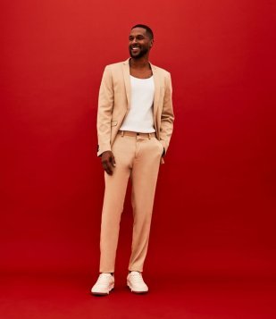 Calça Slim Em Poliviscose Com Bolsos Marrom