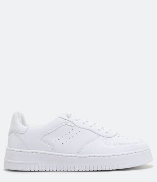 Tênis Street Cano Baixo Com Recortes Branco Neve