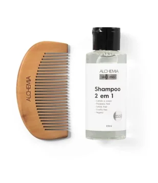 Kit Capilar com Shampoo 2 em 1 + Pente de Madeira Alchemia 155G