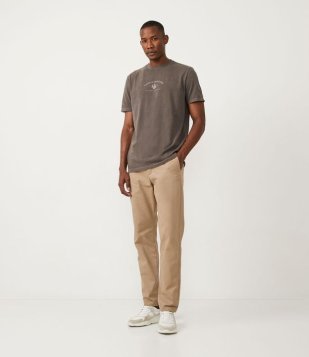 Calça Alfaiataria Com Bolsos E Barra Dobrada Marrom