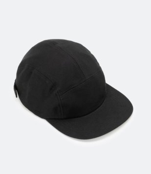Boné 5-Panel Em Algodão Com Pespontos Preto