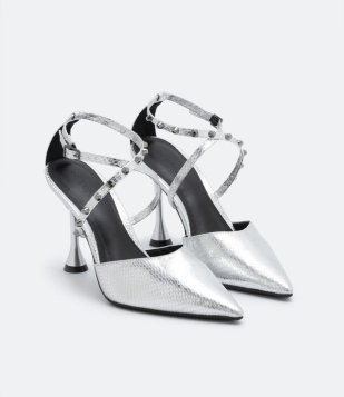 Sapato Scarpin Salto Alto Prata
