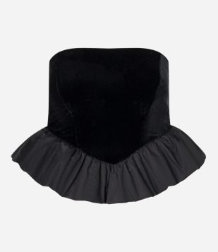 Blusa em Veludo com Barra Balonê Preto