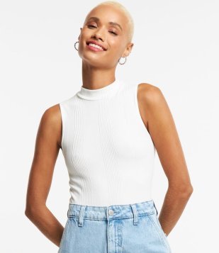 Body Em Poliamida Seamless Com Decote Halter Branco