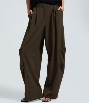 Calça Alfaiatada Barrel Verde Escuro