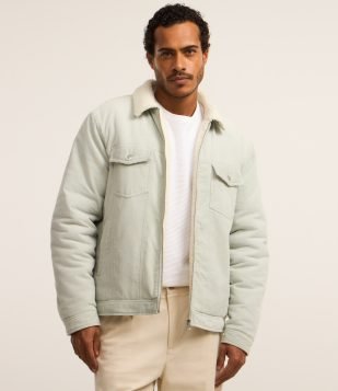 Jaqueta em Veludo com Sherpa Azul