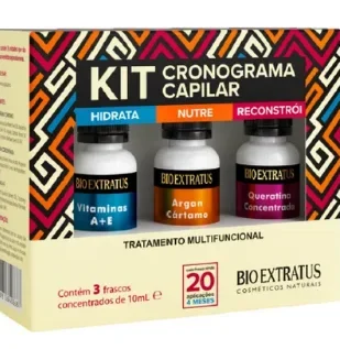 Kit de cronograma capilar Bio Extratus 3 ampolas de 10ml ÚNICO