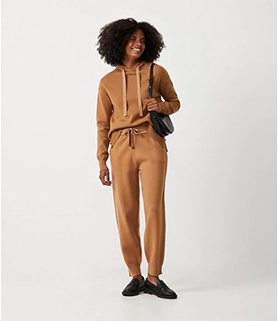 Calça Jogger com Fio Metalizado Bege 