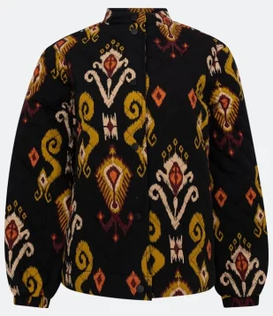 Jaqueta Puffer Em Algodão Com Estampa Étnica Preto