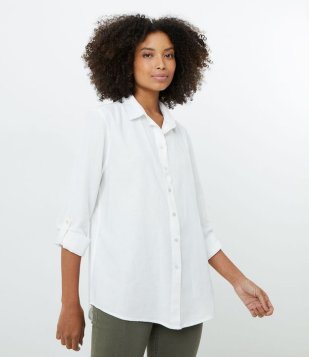 Camisa Básica Em Viscolinho Com Barra Mullet Branco Neve