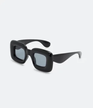 Óculos De Sol Quadrado Com Armação Grossa E Hastes Largas Preto