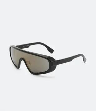 Óculos de Sol Esportivo com Lente Inteira Espelhada Preto 