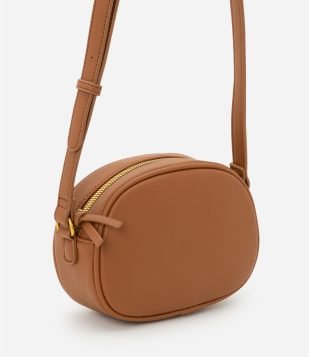 Bolsa Camera Bag Pequena com Bolso Frontal Caramelo