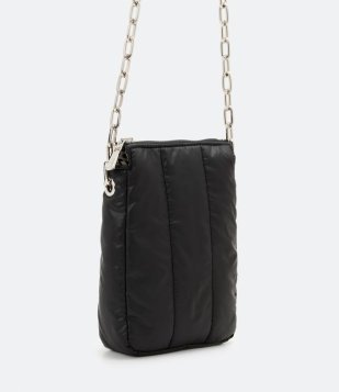 Bolsa Porta Celular Reversível Com Estampa Animal Print E Alça De Corrente Preto