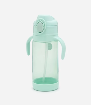Garrafa Em Plástico Com Alcinhas Laterais E Canudo 450ml Verde Claro