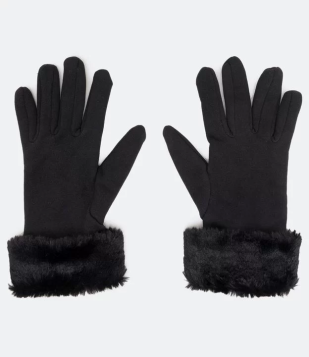 Luva Com Pelinhos Nos Punhos Preto