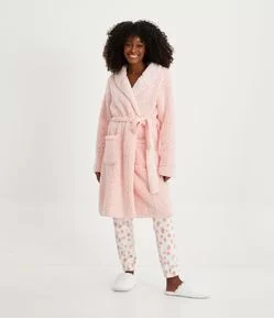 ROUPÃO EM SHERPA COM AMARRAÇÃO E BOLSOS