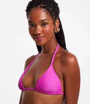 Biquíni Top Cortininha Com Amarração Rosa