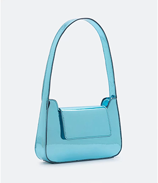 Bolsa Baguete Metalizada Com Tampa Azul