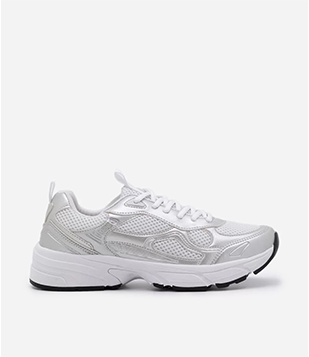 Tênis Jogging Em Material Sintético Com Detalhes Laterais Prata