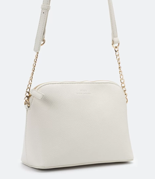 Bolsa Transversal Com Detalhe De Corrente Na Alça Off White