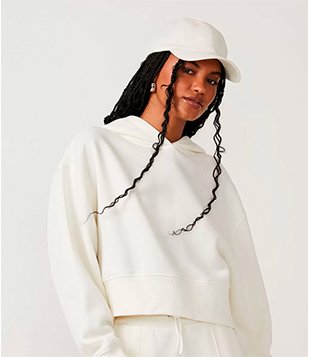 Blusão em Moletom com Gola Capuz e Punho Ajustado Off White 