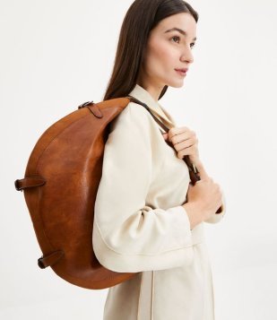 Bolsa Grande Com Detalhes Em Fivela Marrom