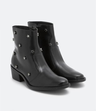 Bota Western Cano Médio Com Tachas De Estrelas Preto